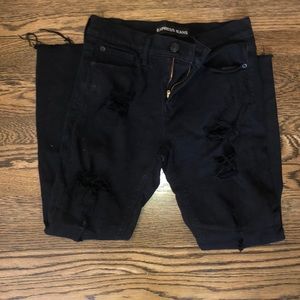 Express black distressed skinny jeans
